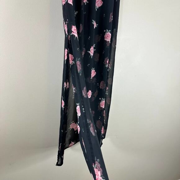 H&M Black Floral Chiffon Sheer High Waisted Maxi Skirt - Picture 5 of 7